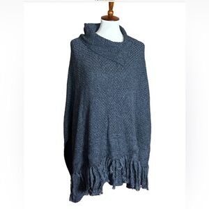 Coldwater Creek dark gray wool blend knitted sweater poncho One Size Fits most